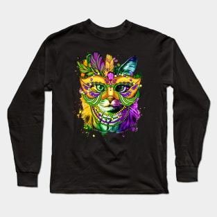 Cat Mardi Gras Girls Cat Lover New Orleans Long Sleeve T-Shirt